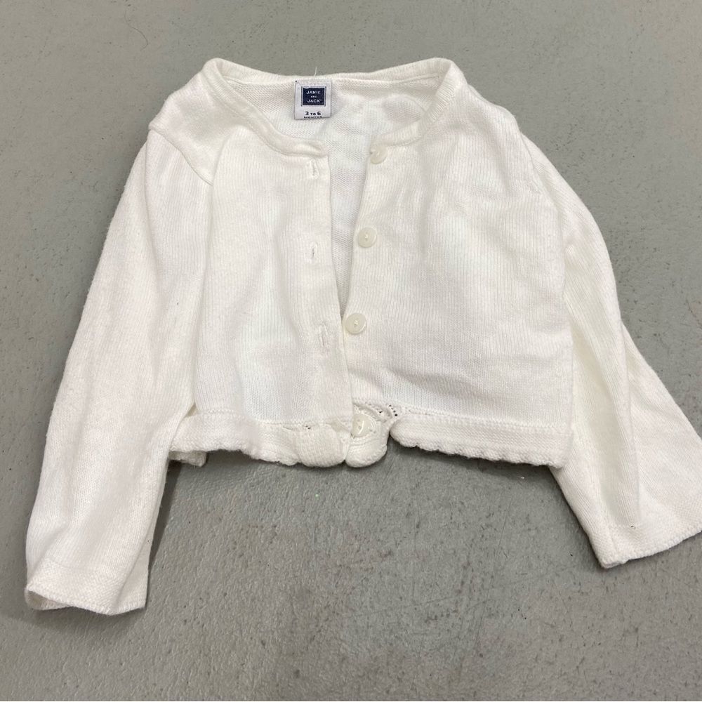Janie and jack white cardigan sweater 3-6m g02